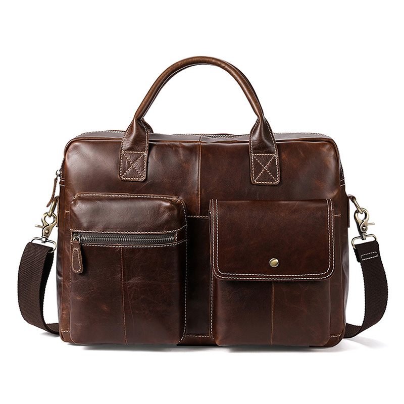 Mens Leather Business Crossbody Shoulder Bag Luxury Business Casual Computer Bag laptop bag 14 Inch Handbags 7212