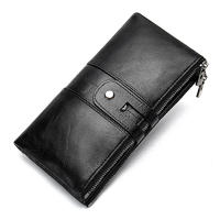 RFID Leather Women Clutch, Coin Purse Genuine Leather Wallet With Button 8560