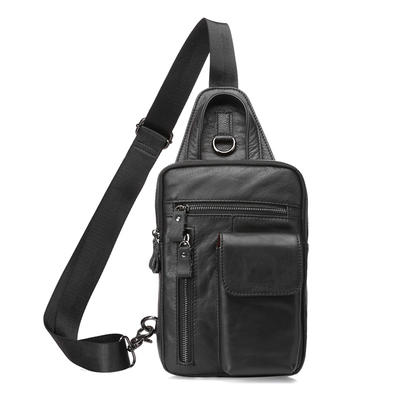 Customized Promotional Casual Mini Chest genuine leather Sling Shoulder Bag  For Men 8871