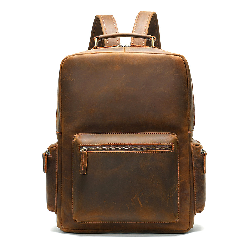 Genuine Leather Crazy Horse Leather Backpack for Men 8873