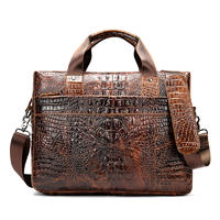 Crocodile Pattern Mens Handbag Laptop Bag Genuine Leather Briefcases Business Bags