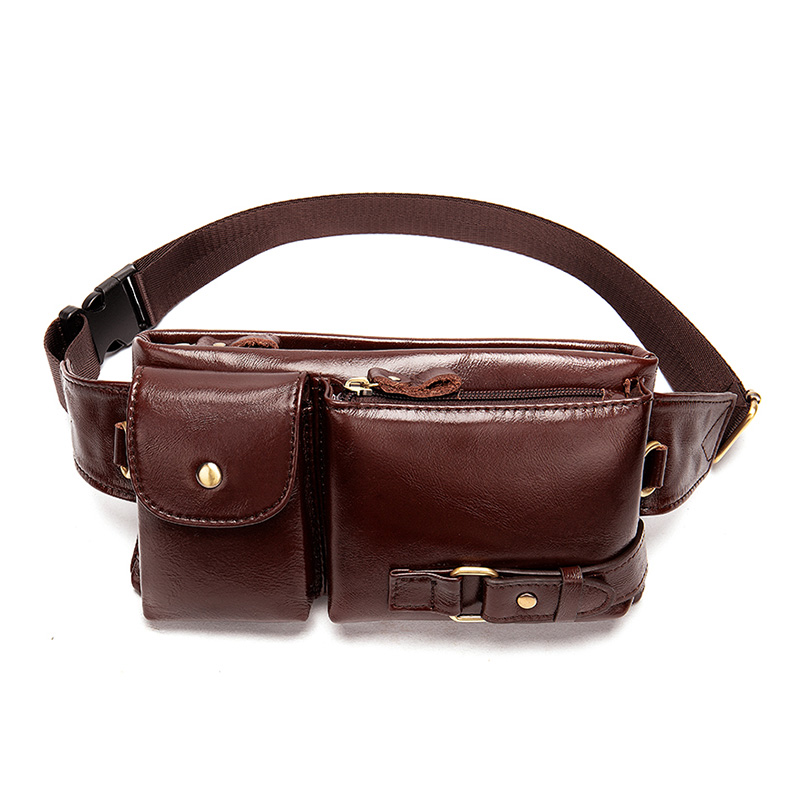 Leather Crossbody Bags Men Genuine Leather Fanny Pack Belt Leather Bag
